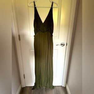 Olive green long backless dress